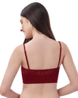 SOIE Woman - Non Wired Micro Modal Stretch Lacy Bandeau Bra with Removable Pads and Detachable Straps - Lacy Bra -for Women