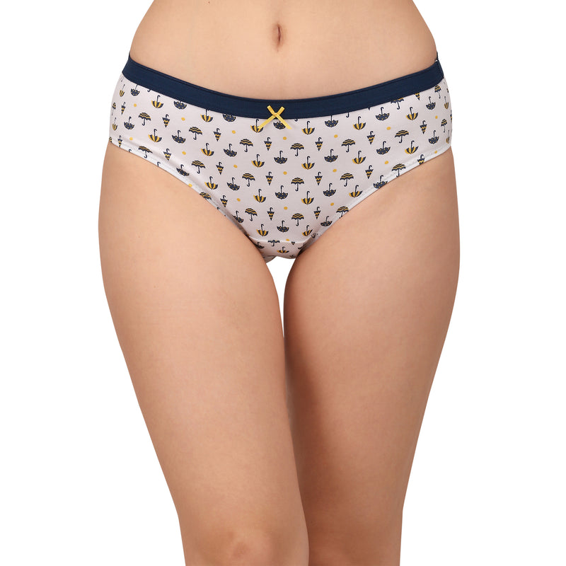 High Rise Full Coverage Solid and Printed Cotton Stretch Hipster Panty (Pack of 3)-3FCB-17