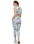 SOIE Woman - Quick-Dry Printed Sleeveless Crop Top & High-Waist Legging Set - Athleisure Set -for Women