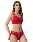 SOIE Woman - Full Coverage Padded Bra and Mid Rise Brief With Lace Detailing - -for Women