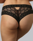 Posterior view of Printed Lace Panty in black color
