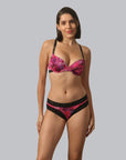 Mid Rise Lace Back Printed Cheekini Panty