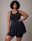 Flowy Racerback Swim Dress with Built-In Long Shorts