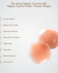 SOIE Woman - No-show Nipple Covers with Nipple Guard Patch- Flower Shape - Nipple Cover -for Women