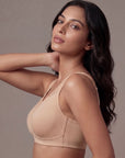 Full Coverage Padded Non Wired Bra With Lace Detailing