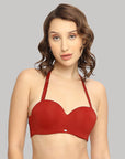 SOIE Woman - Padded Wired Medium Coverage Strapless Halter Neck Multiway Lace Bra - -for Women
