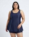 Flowy Racerback Swim Dress with Built-In Long Shorts