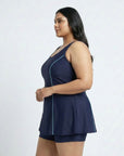 Flowy Racerback Swim Dress with Built-In Long Shorts