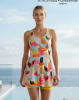 Flowy Racerback Swim Dress with Built-In Shorts