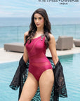 One-Shoulder Mesh Panel Monokini with Removable Padding