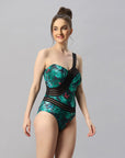 One-shoulder Tropical Butterfly Print Monokini Swimsuit