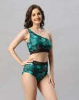 SOIE Woman - One-shoulder Tropical Print Bikini Set Swimsuit - -for Women