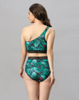 One-shoulder Tropical Print Bikini Set Swimsuit