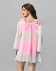 SOIE Woman - Full Sleeves Off Shoulder Pom-Pom Cover Up Dress - -for Women