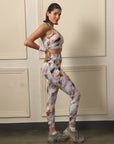 SOIE Woman - Quick-Dry Printed Sports Bra & High Waist Legging Set - Athleisure Set -for Women