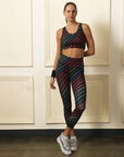 SOIE Woman - Quick-Dry Printed Sports Bra & High Waist Legging Set - Athleisure Set -for Women