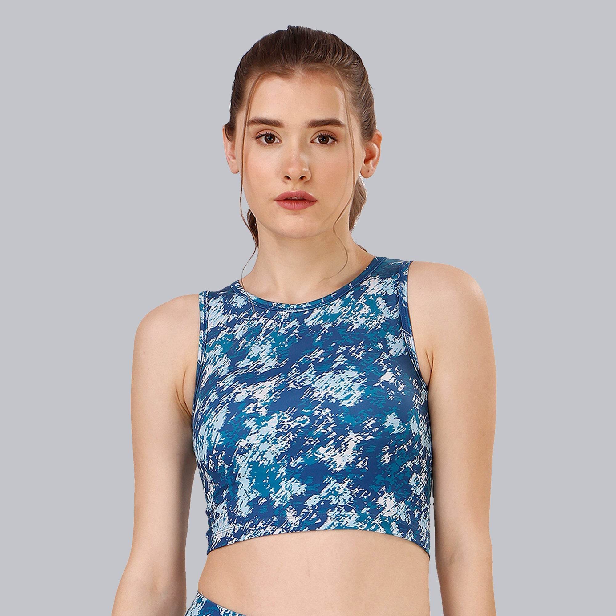 Sleeveless Activewear Printed Sports Crop Top
