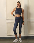 SOIE Woman - Quick Dry Racer Bak Sports Bra and 3/4th Legging Set - Athleisure Set -for Women