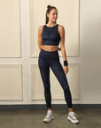 SOIE Woman - Quick Dry Racer Back Sports Bra and Ankle Length Leggings - Athleisure Set -for Women