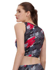 SOIE Woman - Sleeveless Activewear Printed Sports Crop Top - Crop Top -for Women