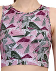 SOIE Woman - Sleeveless Activewear Printed Sports Crop Top - Crop Top -for Women