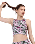 SOIE Woman - Sleeveless Activewear Printed Sports Crop Top - Crop Top -for Women
