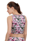SOIE Woman - Sleeveless Activewear Printed Sports Crop Top - Crop Top -for Women
