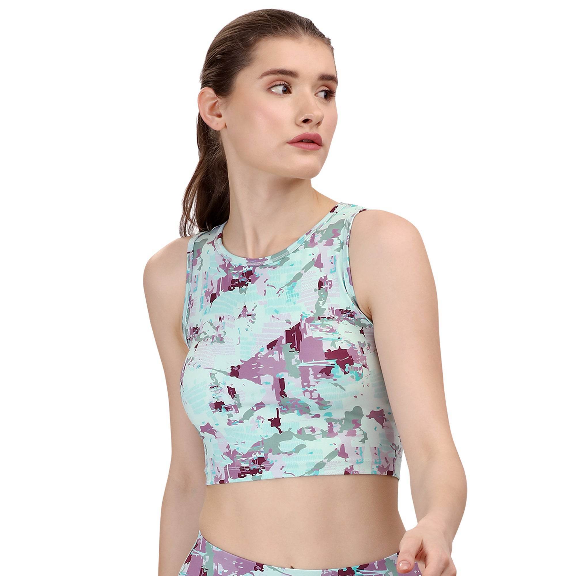 Sleeveless Activewear Printed Sports Crop Top1