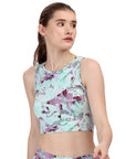 SOIE Woman - Sleeveless Activewear Printed Sports Crop Top - Crop Top -for Women