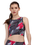 SOIE Woman - Sleeveless Activewear Printed Sports Crop Top - Crop Top -for Women