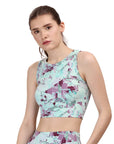 SOIE Woman - Sleeveless Activewear Printed Sports Crop Top - Crop Top -for Women