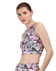 SOIE Woman - Sleeveless Activewear Printed Sports Crop Top - Crop Top -for Women