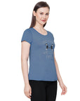 SOIE Woman - Half Sleeve Printed Soft Cotton Modal Lounge T-shirt - -for Women