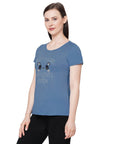 SOIE Woman - Half Sleeve Printed Soft Cotton Modal Lounge T-shirt - -for Women