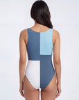 Three-Tone Mesh Front Padded Sleeveless Monokini