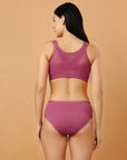 Front Closure Full Coverage Non Padded Non Wired Bra with High Waist Full Coverage Ultra Soft Mesh Panel Brief