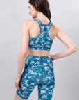 SOIE Woman - Printed Athleisure Sports Bra & High-Waist Knee-Length Sports Shorts Cord Set - Athleisure Set -for Women