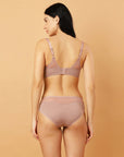 Full Coverage Padded Bra and Mid Rise Brief With Lace Detailing