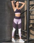 SOIE Woman - Tri-Color Block Sports Bra and Ankle Length Legging set - Athleisure Set -for Women