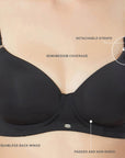 SOIE Woman - Semi/Medium Coverage Padded Non Wired T-shirt Bra with Detachable Straps - Bra -for Women