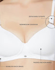SOIE Woman - Semi/Medium Coverage Padded Non Wired T-shirt Bra with Detachable Straps - Bra -for Women