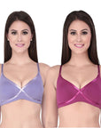 SOIE Woman - Semi Coverage Non Padded Non wired Cross Over Seamless Bra (PACK OF 2) - -for Women