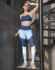 SOIE Woman - Tri-Color Block Sports Bra and Ankle Length Legging set - Athleisure Set -for Women