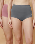 High Rise Full Coverage Cotton Spandex Boyshorts (Pack of 2)