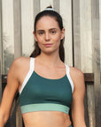 Medium-Impact Padded Non Wired Sports Bra with Crisscross Back and Mesh Detailing