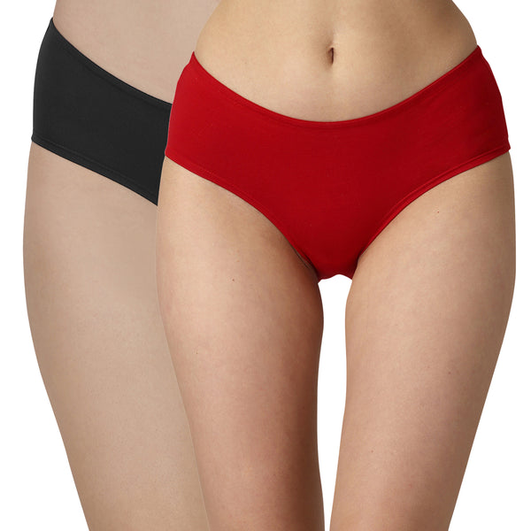 High Coverage Mid Rise Solid Cotton Brief Panty Combo (Pack of 2)