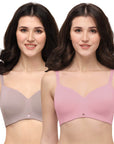 SOIE Woman - Full Coverage Padded Non Wired Ultra Soft Seamless Bra Combo - -for Women