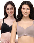 SOIE Woman - Full Coverage Padded Non Wired Ultra Soft Seamless Bra Combo - -for Women