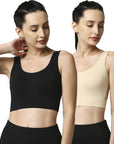 SOIE Woman - Medium Impact Non Padded Non Wired Long Line Sports Bra (Pack of 2) - Sports Bra -for Women