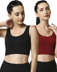 SOIE Woman - Medium Impact Non Padded Non Wired Long Line Sports Bra (Pack of 2) - Sports Bra -for Women